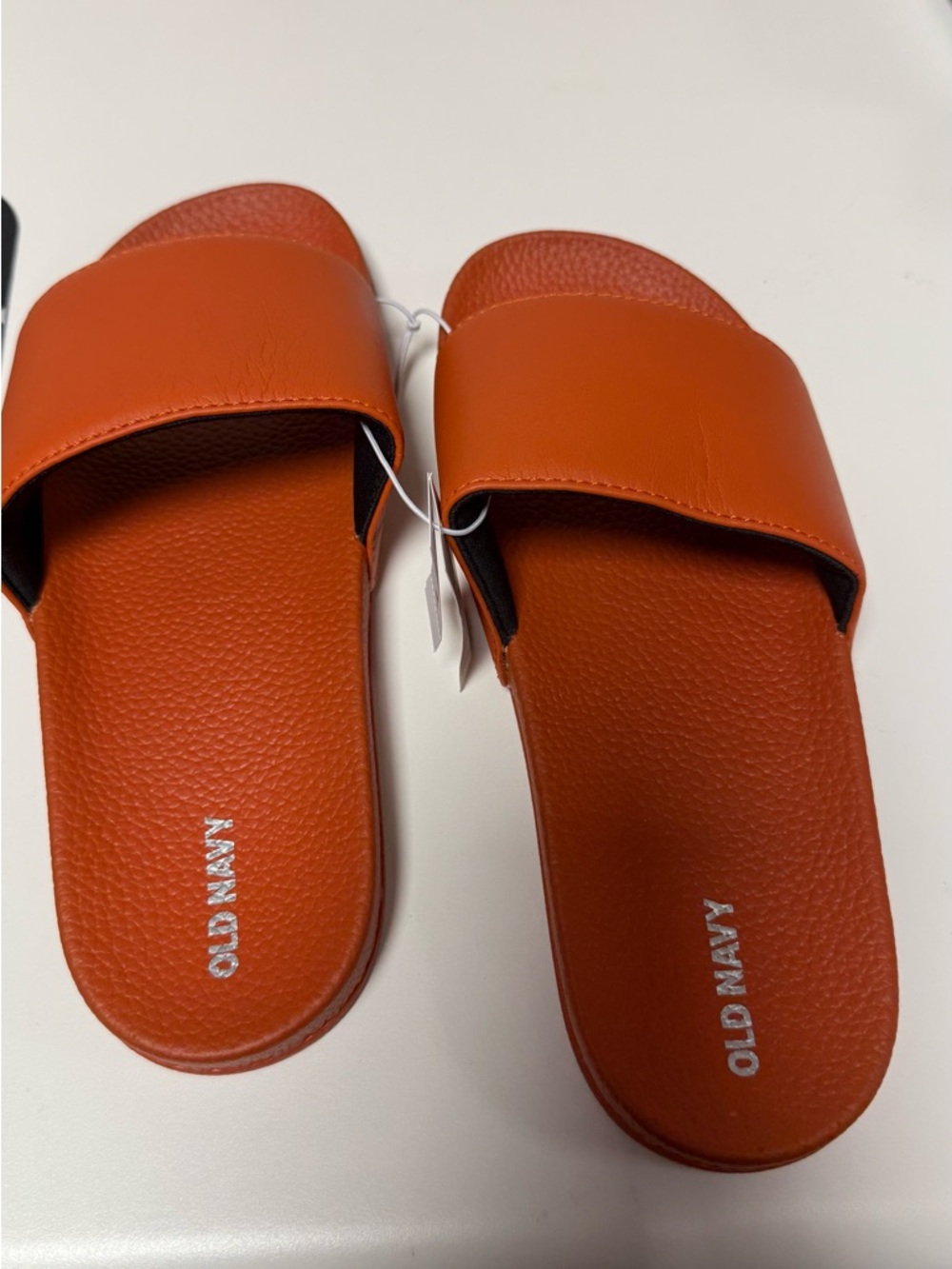 Old Navy Bright Orange Textured Slide Sandals boys size 5/6